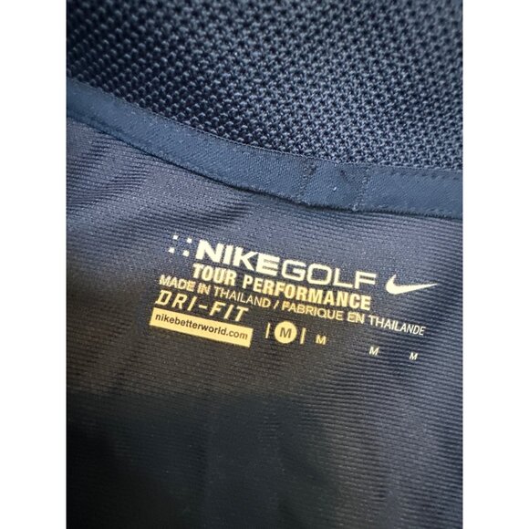 Nike Golf Dri-Fit Tour Performance Polo Shirt M Navy Blue Emergi-Lit Club Logo C - Picture 2 of 5